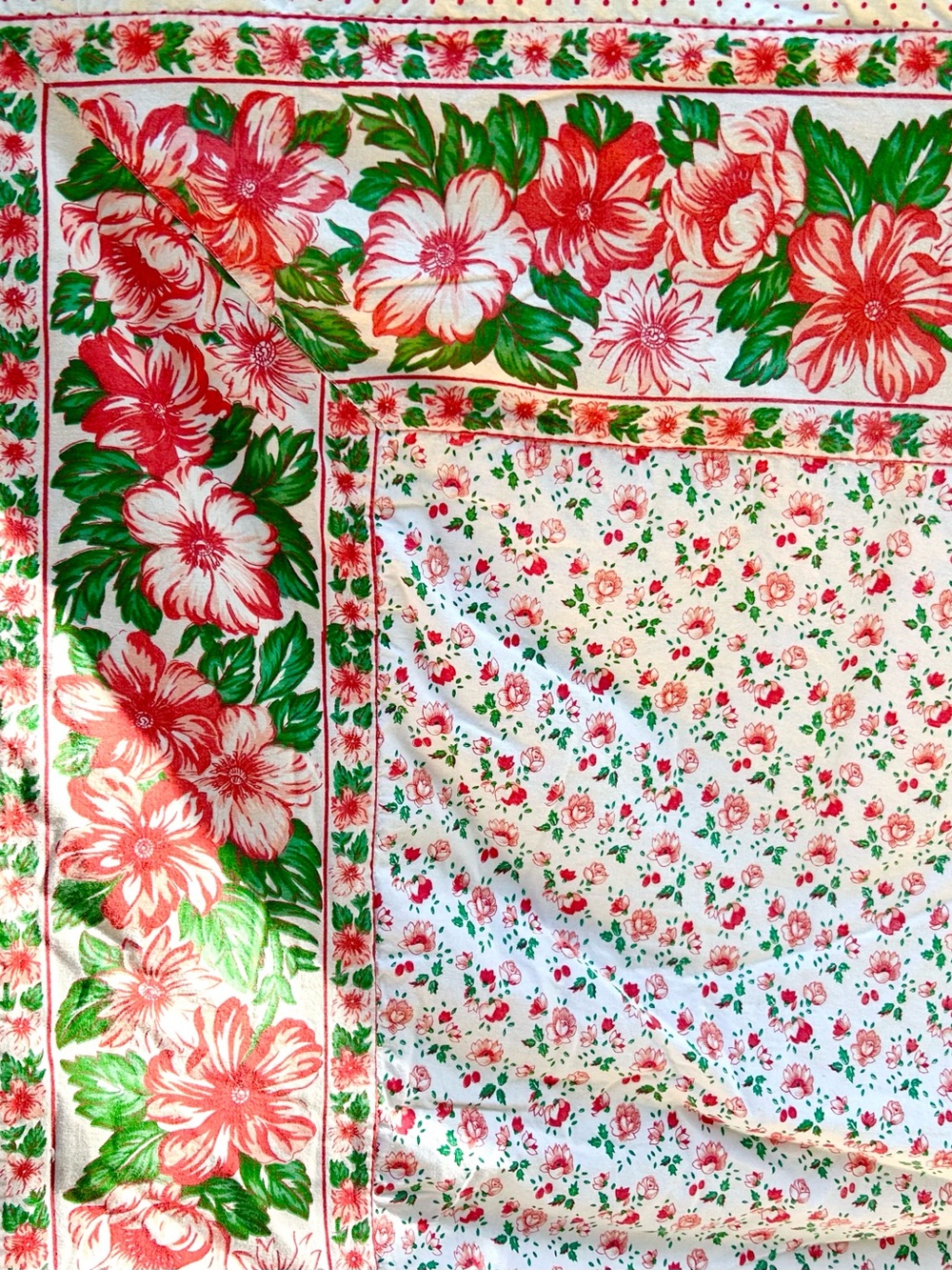 APRIL CORNELL “july” vintage queen duvet cover cotton hibiscus polka dot floral